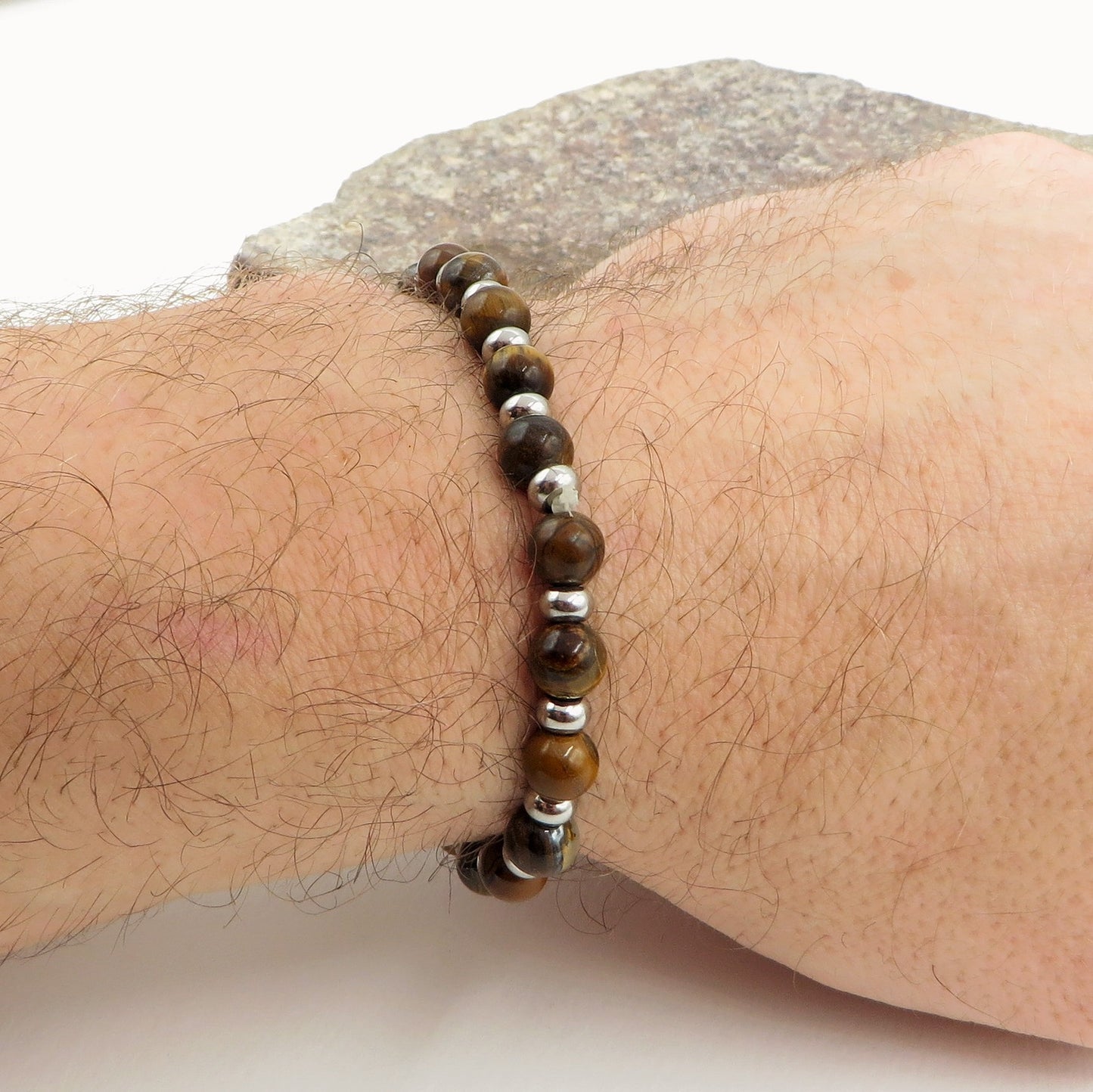 Bracciale OCCHIO DI TIGRE Naturale - UOMO - ACCIAIO inossidabile