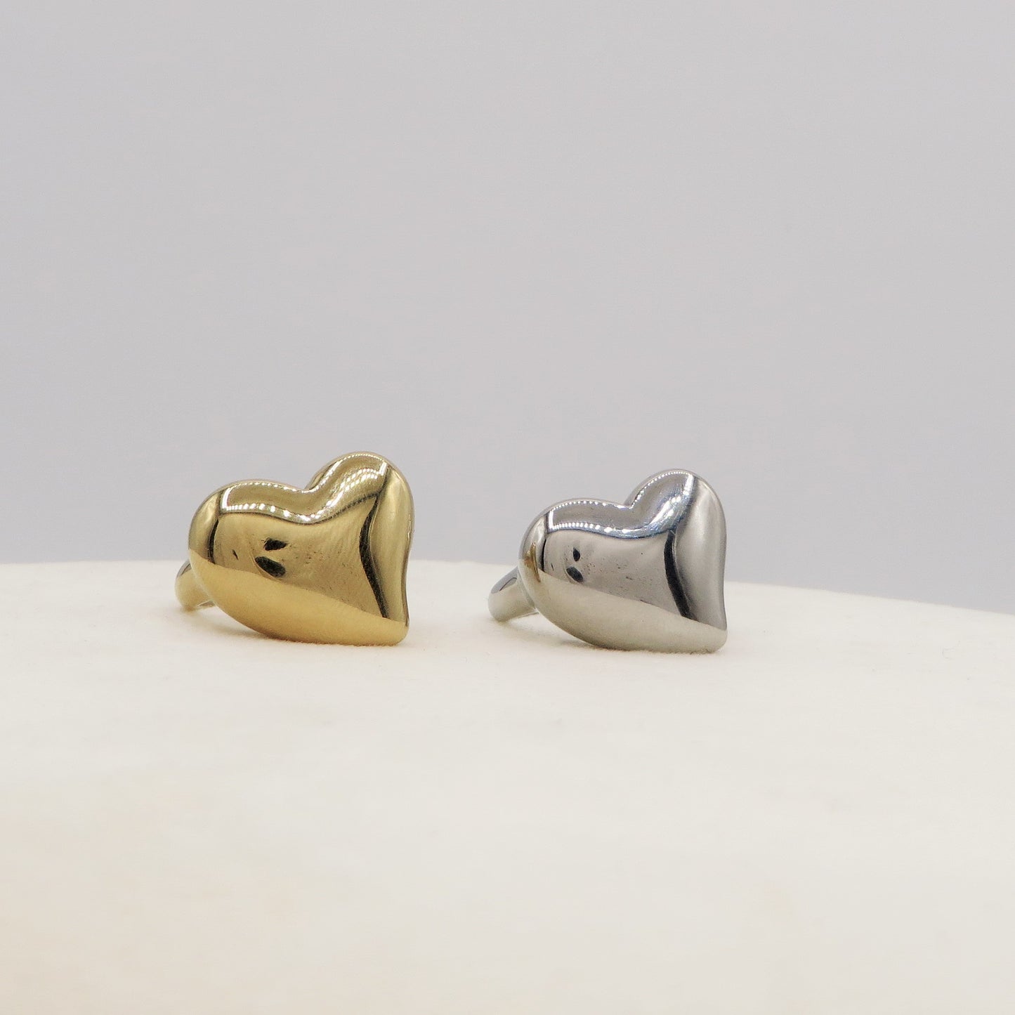 NANCY RING ~ Anello cuore bombè regolabile in ACCIAIO INOSSIDABILE
