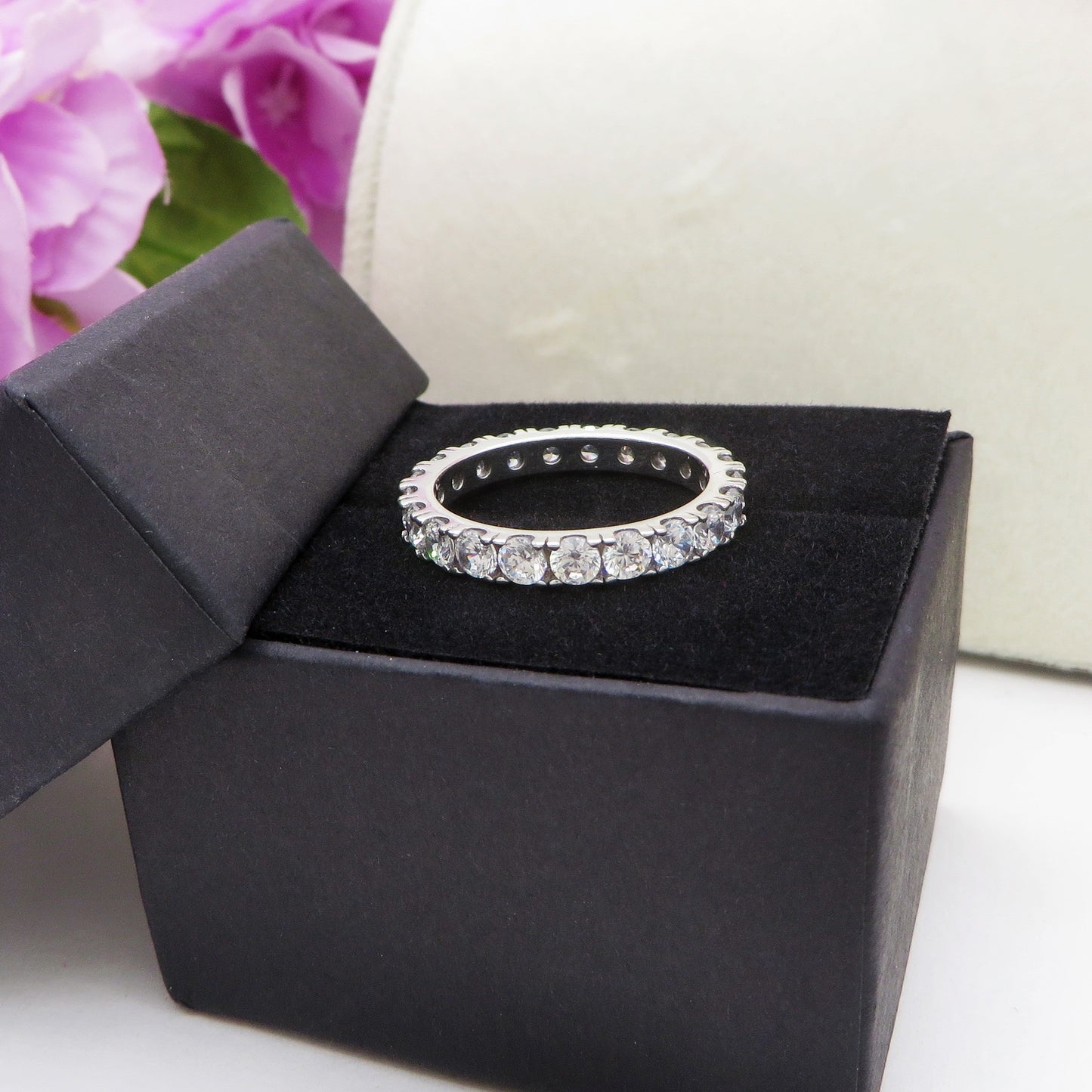 FEDE zirconi 3mm INFINITY ARGENTO 925 ~ Anello con cubic zirconia AAAAA