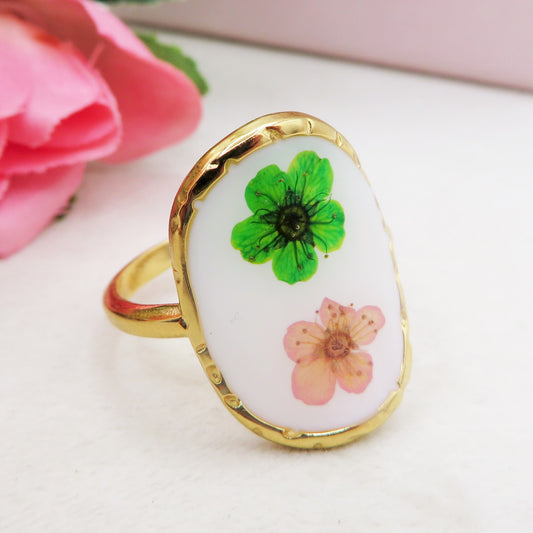 Èlise 🌷 Anello regolabile con fiori vintage - Acciaio Inossidabile