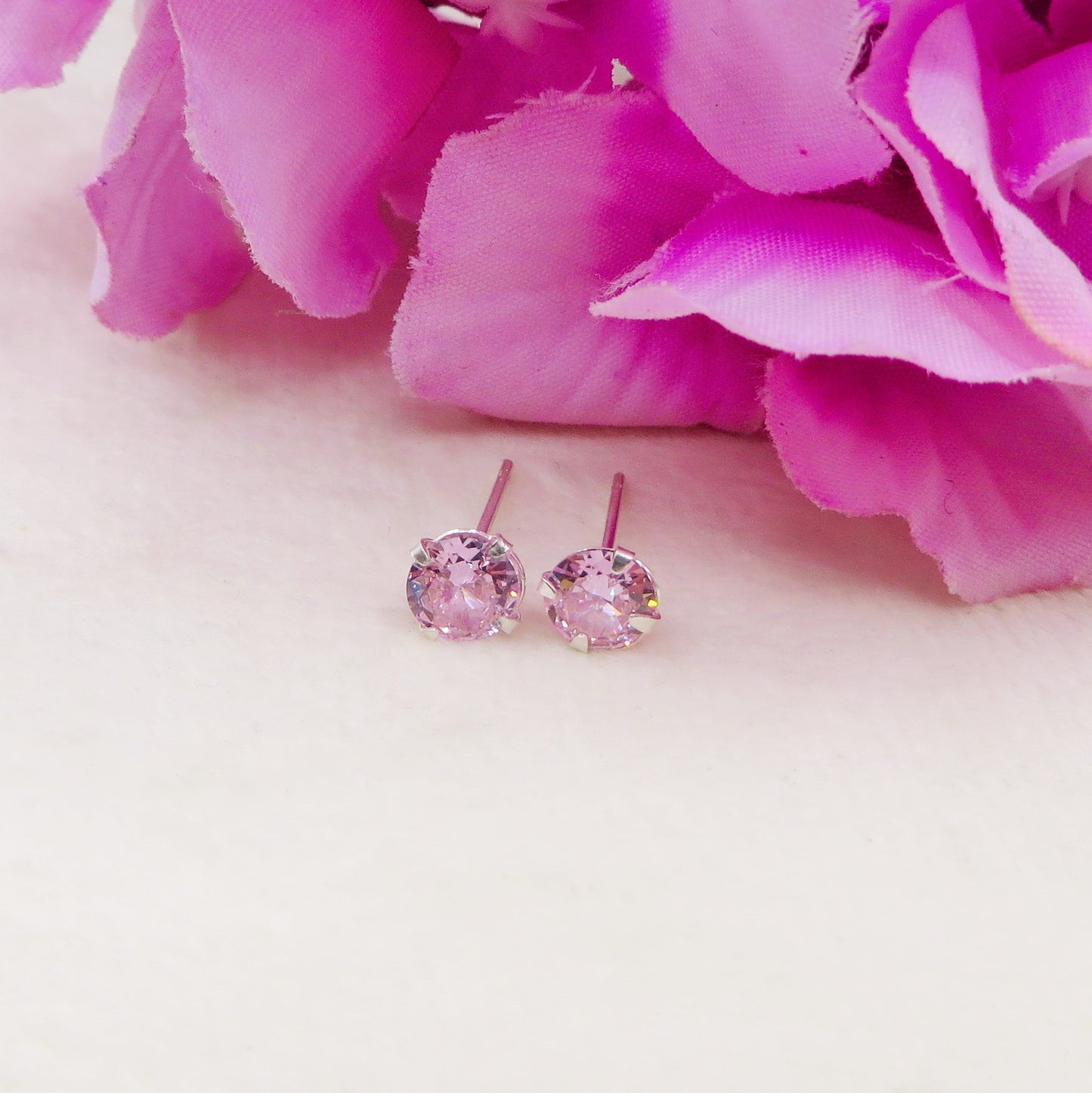 PUNTO LUCE 5mm ~ paio Orecchini ARGENTO 925 a lobo con cubic zirconia
