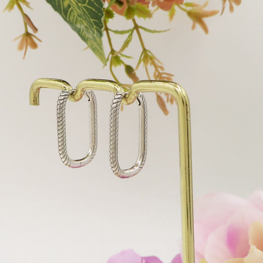 ELENA torchon ~ Argento 925 Orecchini hoops rettangolari