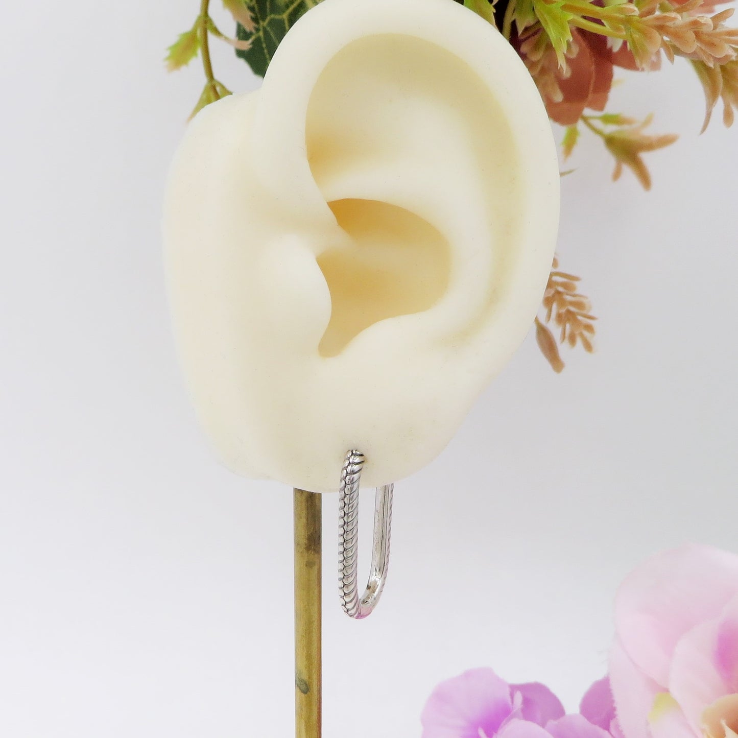 ELENA torchon ~ Argento 925 Orecchini hoops rettangolari