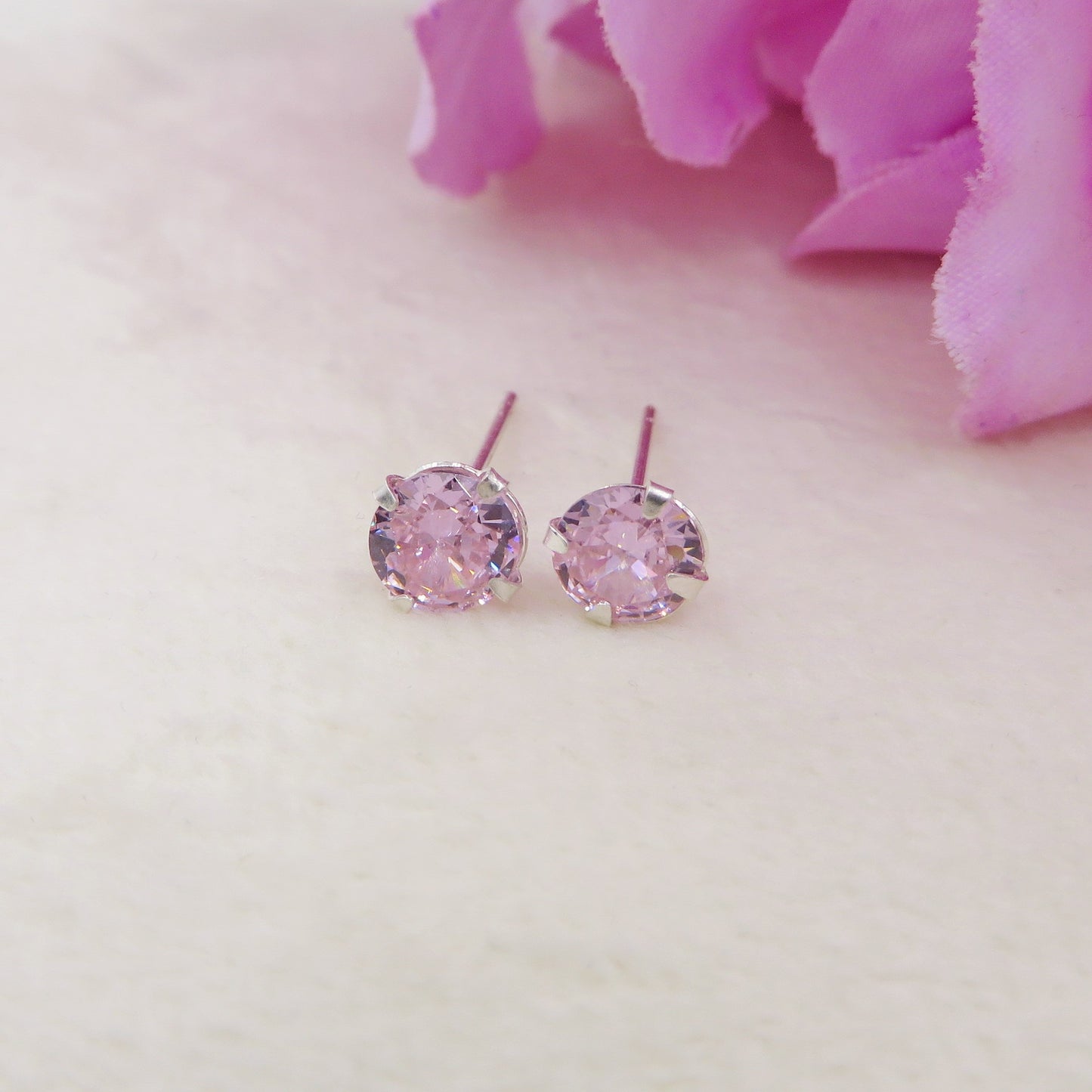 PUNTO LUCE 5mm ~ paio Orecchini ARGENTO 925 a lobo con cubic zirconia
