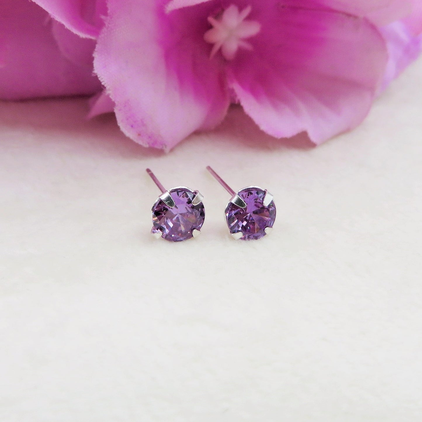 PUNTO LUCE 5mm ~ paio Orecchini ARGENTO 925 a lobo con cubic zirconia