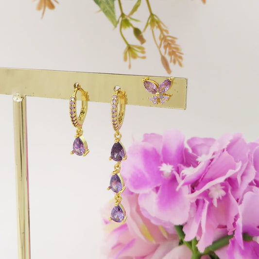 HEATHER - ACCIAIO INOSSIDABILE - 3 Orecchini pendenti in cubic zirconia