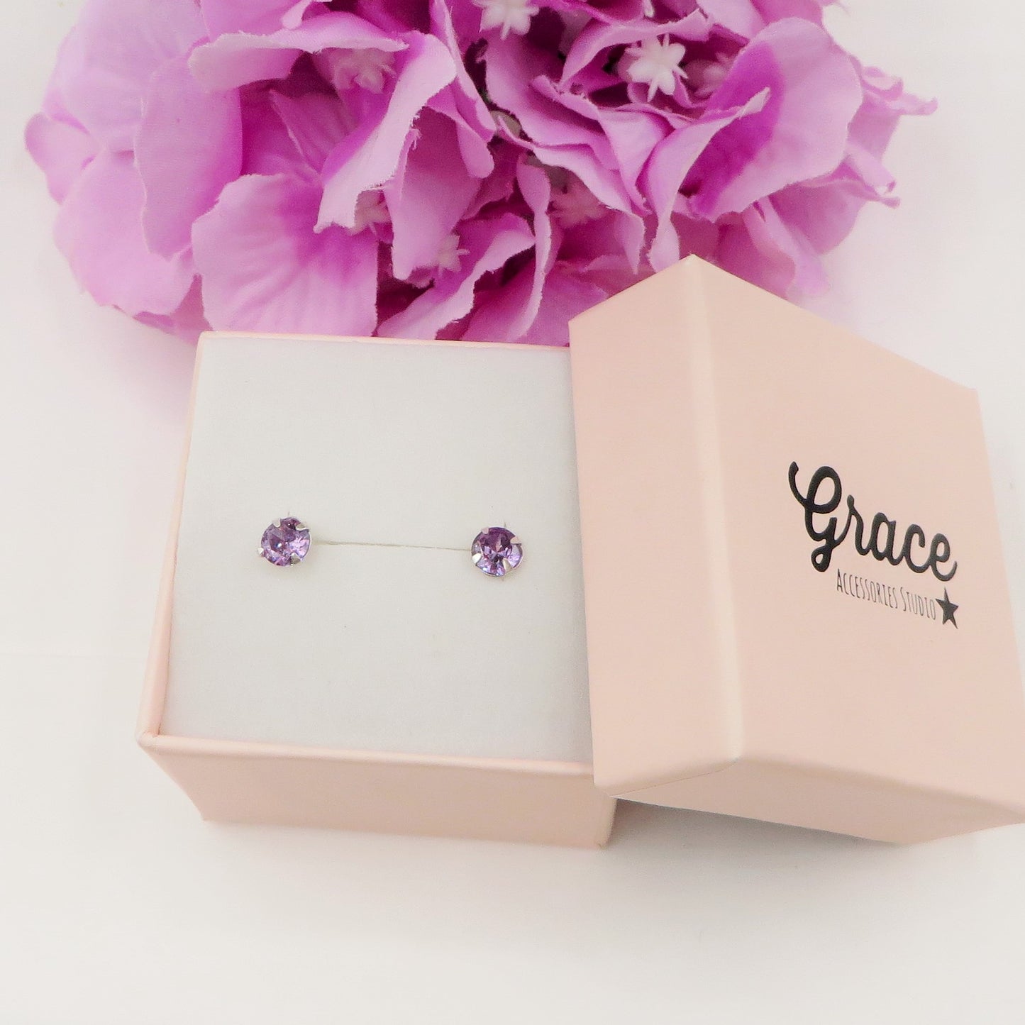 PUNTO LUCE 5mm ~ paio Orecchini ARGENTO 925 a lobo con cubic zirconia
