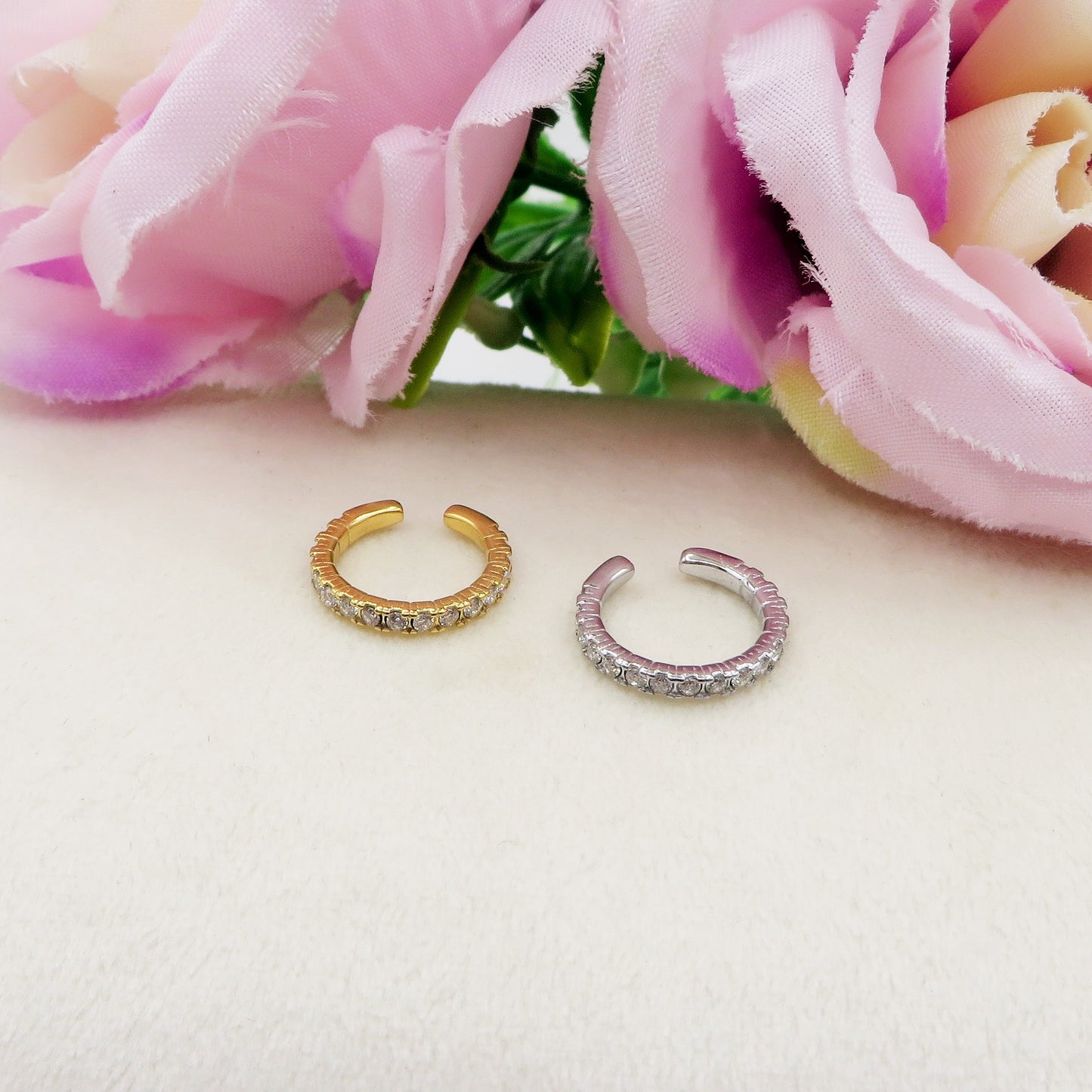 ANASTASIA EARCUFF ~ ACCIAIO Inossidabile orecchino Senza buco in cubic zirconia
