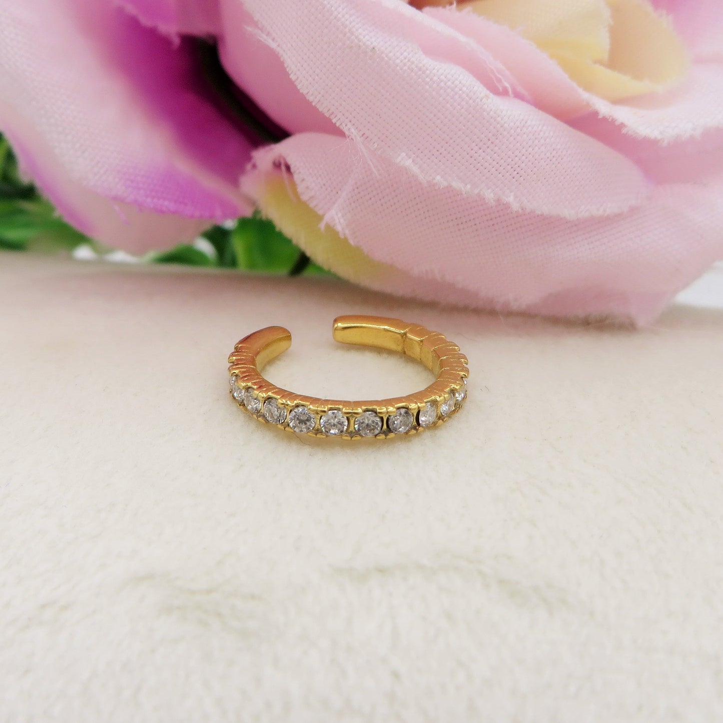 ANASTASIA EARCUFF ~ ACCIAIO Inossidabile orecchino Senza buco in cubic zirconia