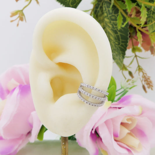 TIA Earcuff 3 fili in ARGENTO 925 - Earcuff con cubic zirconia