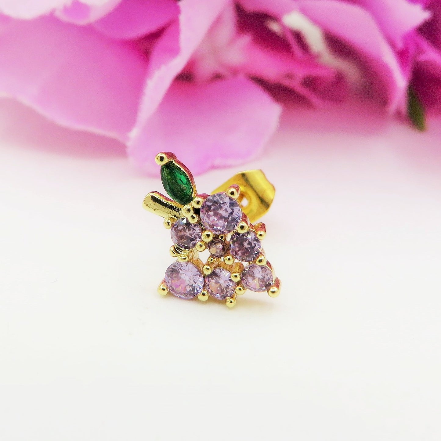 GRAPE STUD ~ Orecchino ARGENTO 925 a lobo grappolo in cubic zirconia
