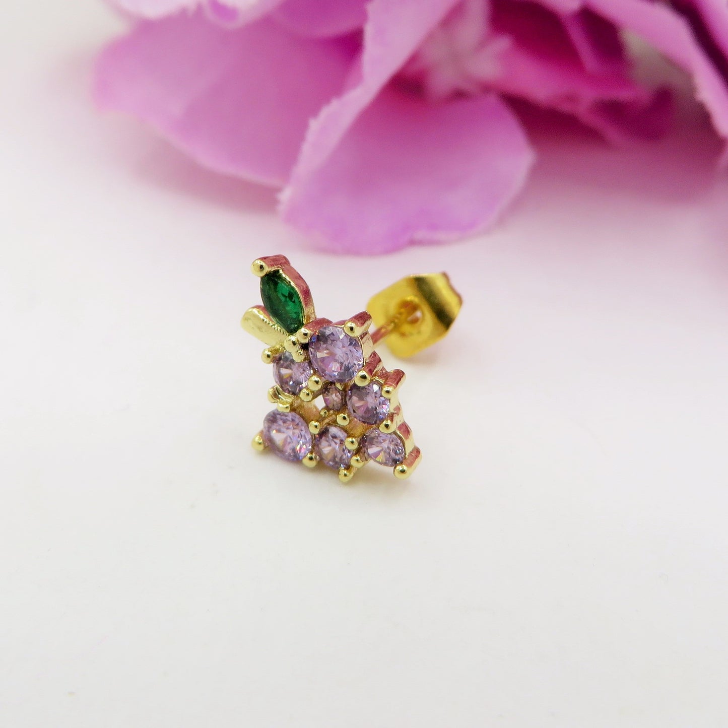 GRAPE STUD ~ Orecchino ARGENTO 925 a lobo grappolo in cubic zirconia