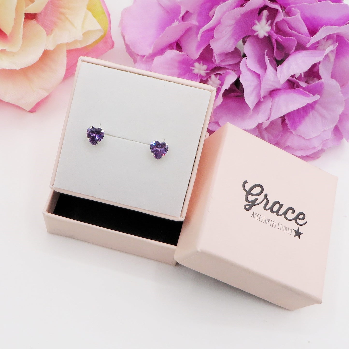 PUNTO LUCE CUORE 5mm ~ paio Orecchini ARGENTO 925 a lobo con cubic zirconia