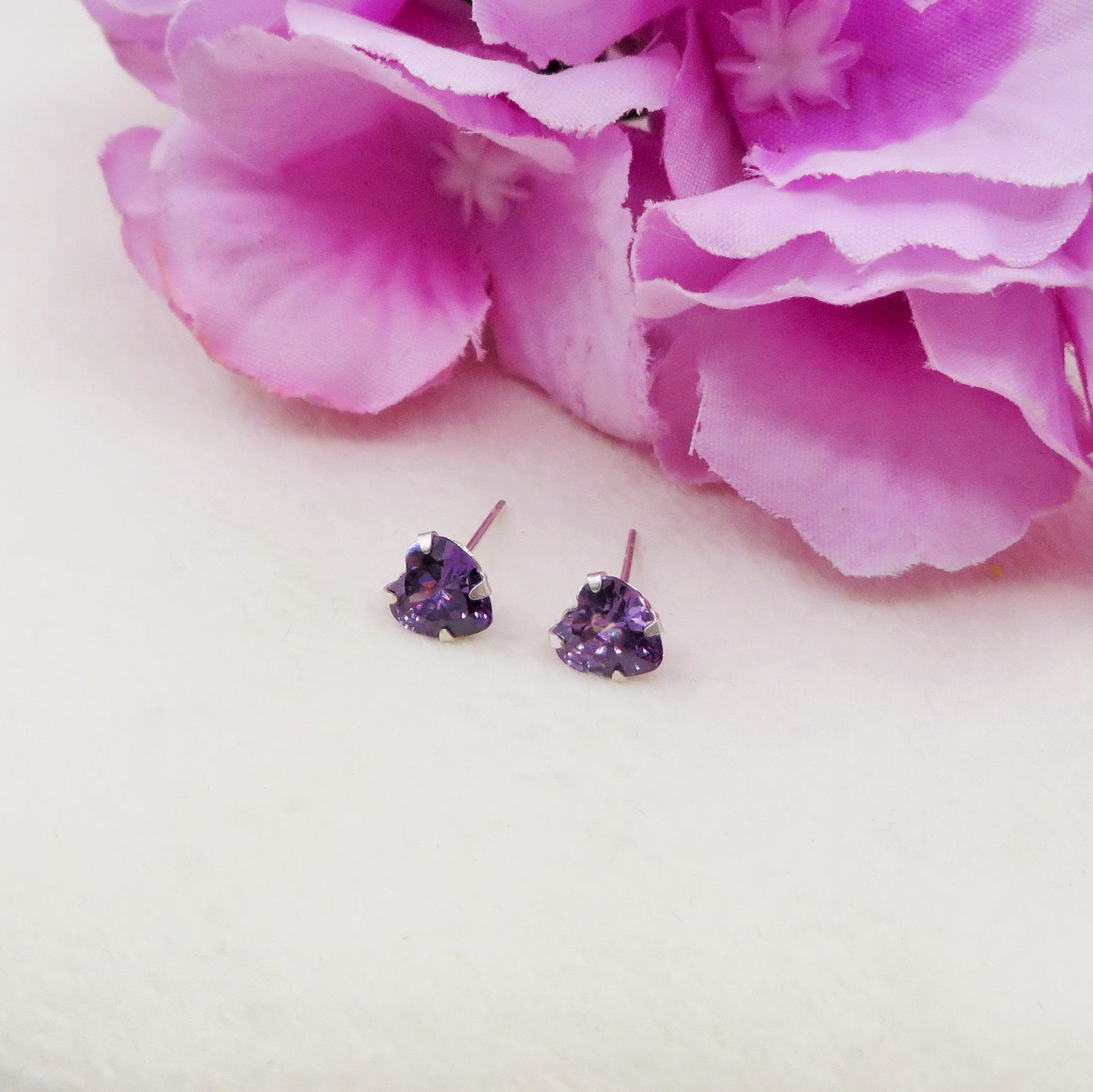 PUNTO LUCE CUORE 5mm ~ paio Orecchini ARGENTO 925 a lobo con cubic zirconia