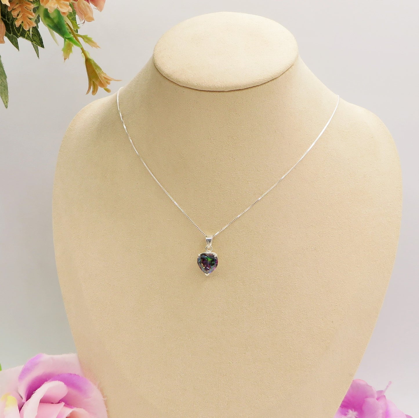 CONNIE 10mm ~ ARGENTO 925 ~ Collana con pendente cuore 10mm in cubic zirconia