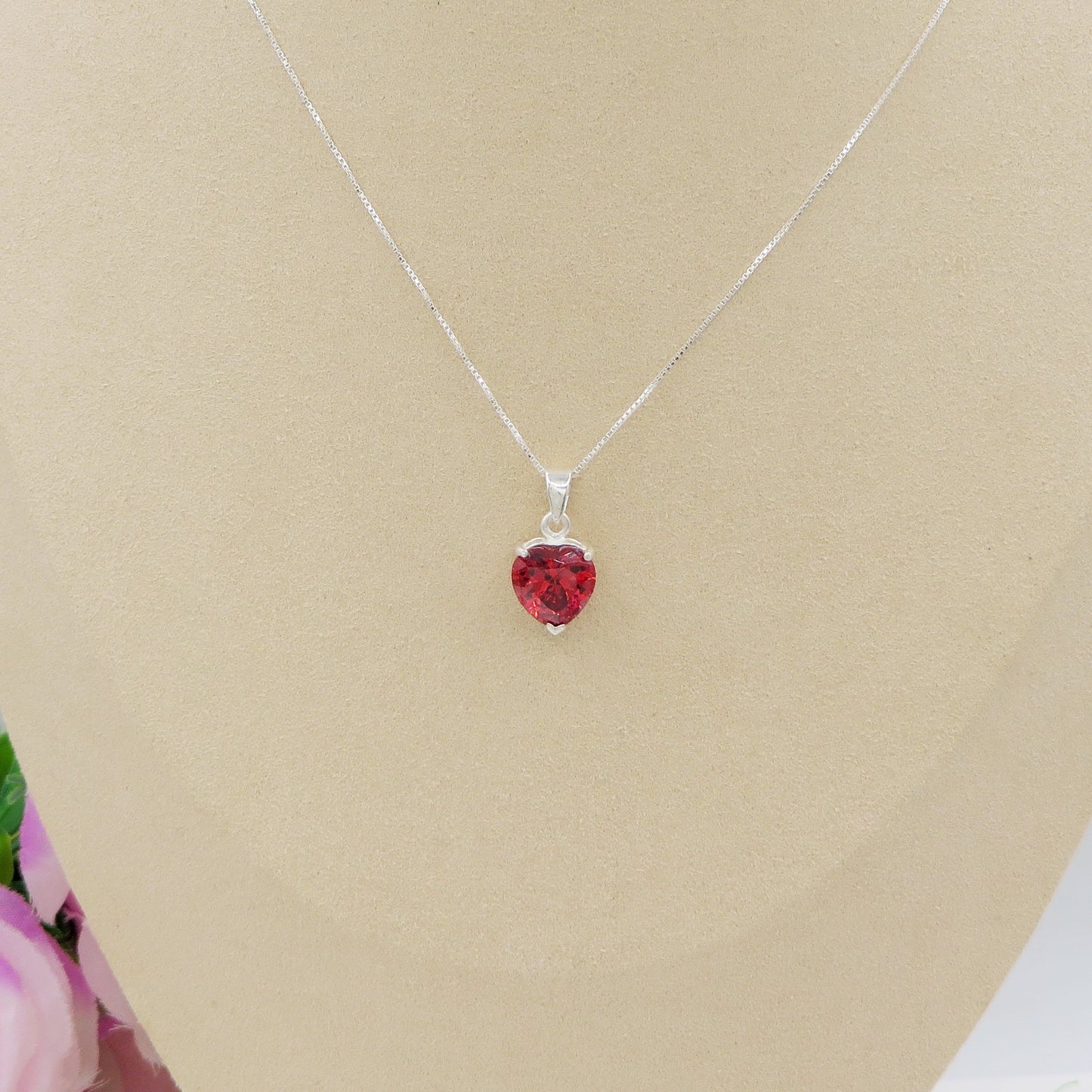 CONNIE 10mm ~ ARGENTO 925 ~ Collana con pendente cuore 10mm in cubic zirconia