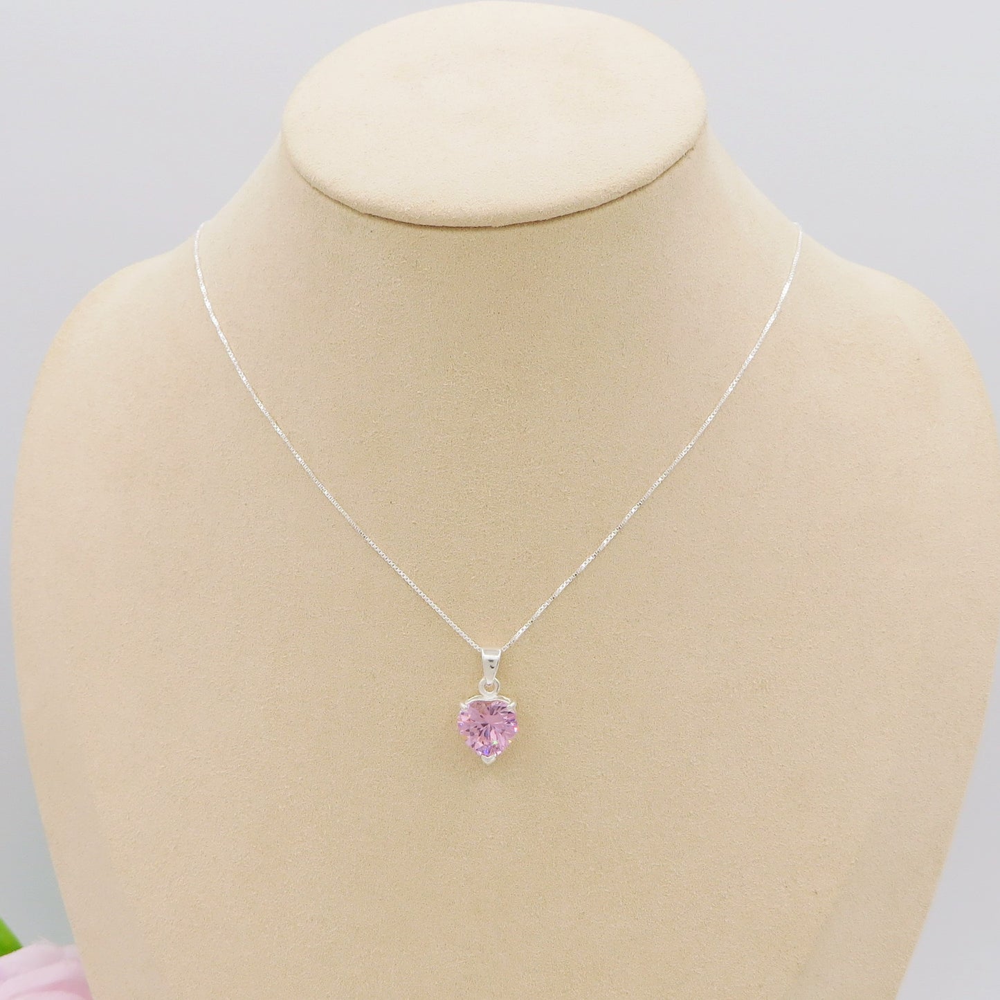 CONNIE 10mm ~ ARGENTO 925 ~ Collana con pendente cuore 10mm in cubic zirconia