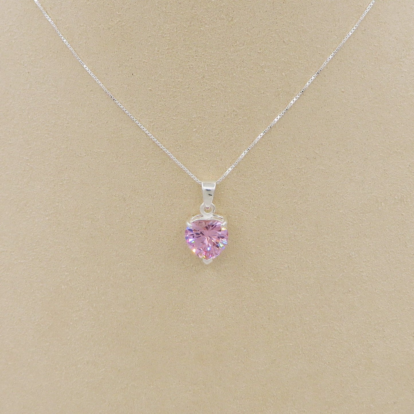 CONNIE 10mm ~ ARGENTO 925 ~ Collana con pendente cuore 10mm in cubic zirconia