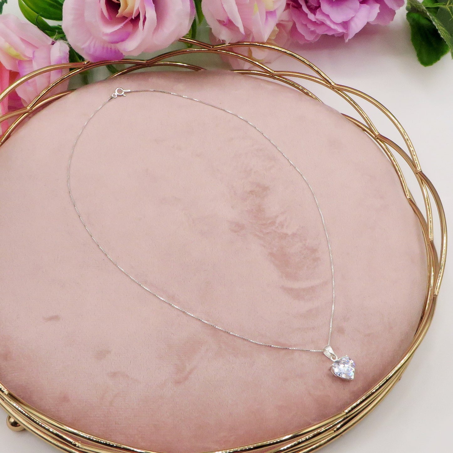 CONNIE 10mm ~ ARGENTO 925 ~ Collana con pendente cuore 10mm in cubic zirconia