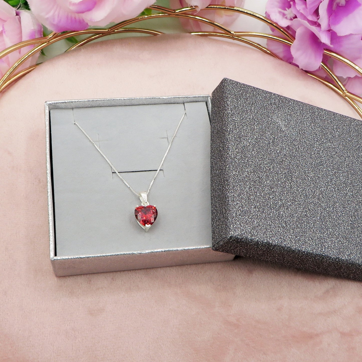 CONNIE 10mm ~ ARGENTO 925 ~ Collana con pendente cuore 10mm in cubic zirconia