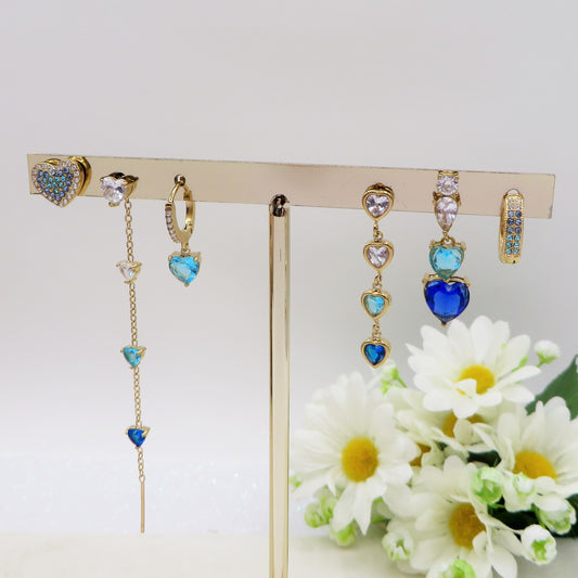 CHERIE COLOURS SET - ACCIAIO INOSSIDABILE - 6 Orecchini pendenti in cubic zirconia a forma di cuore