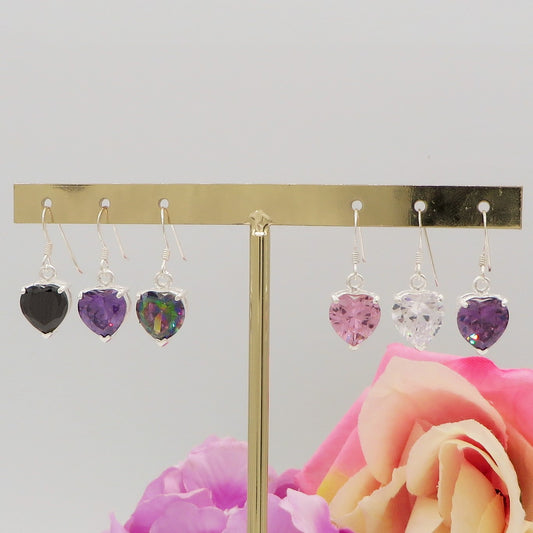 CONNIE 10mm ~ paio Orecchini ARGENTO 925 monachella cubic zirconia 10mm a cuore