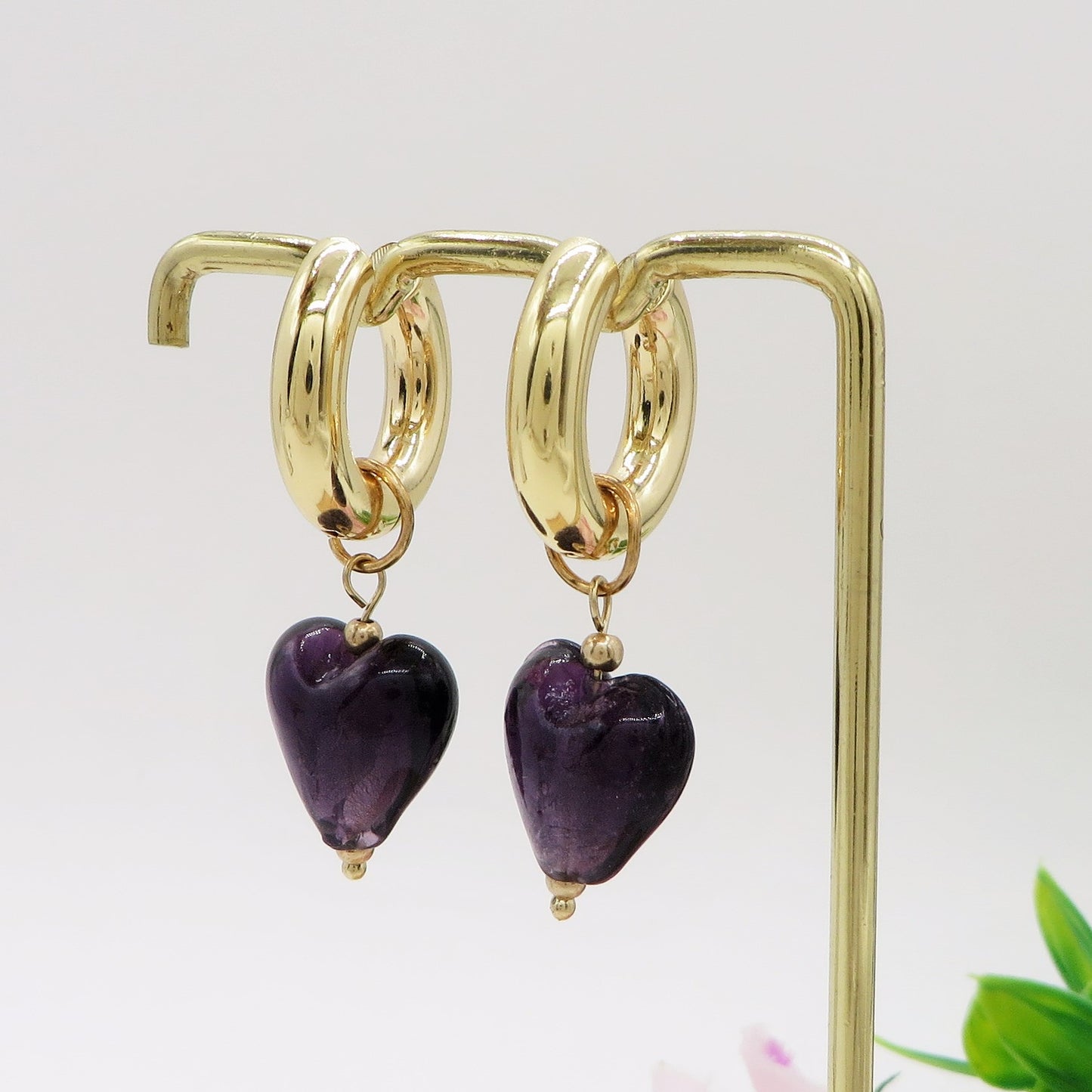 IRIS - PAIA Orecchini HOOPS cuore XL in vetro ACCIAIO INOSSIDABILE