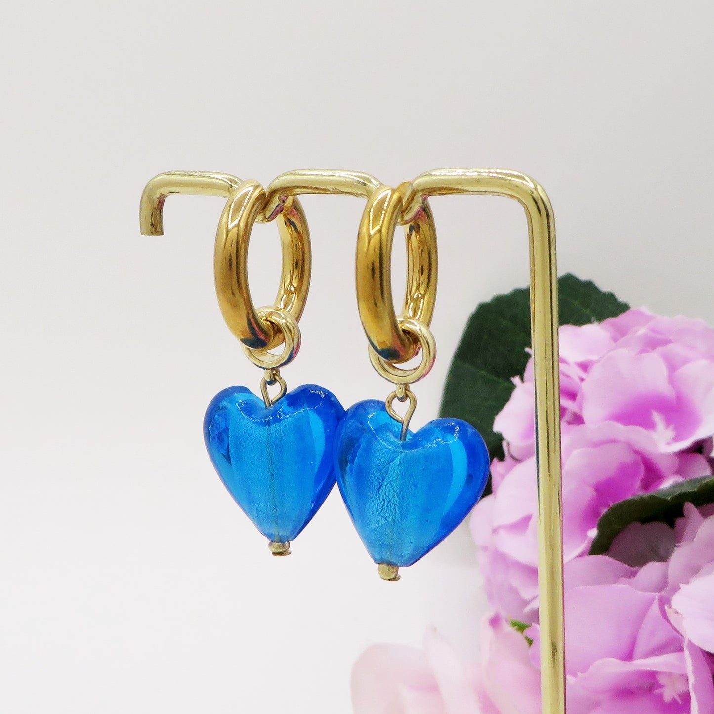 IRIS - PAIA Orecchini HOOPS cuore XL in vetro ACCIAIO INOSSIDABILE