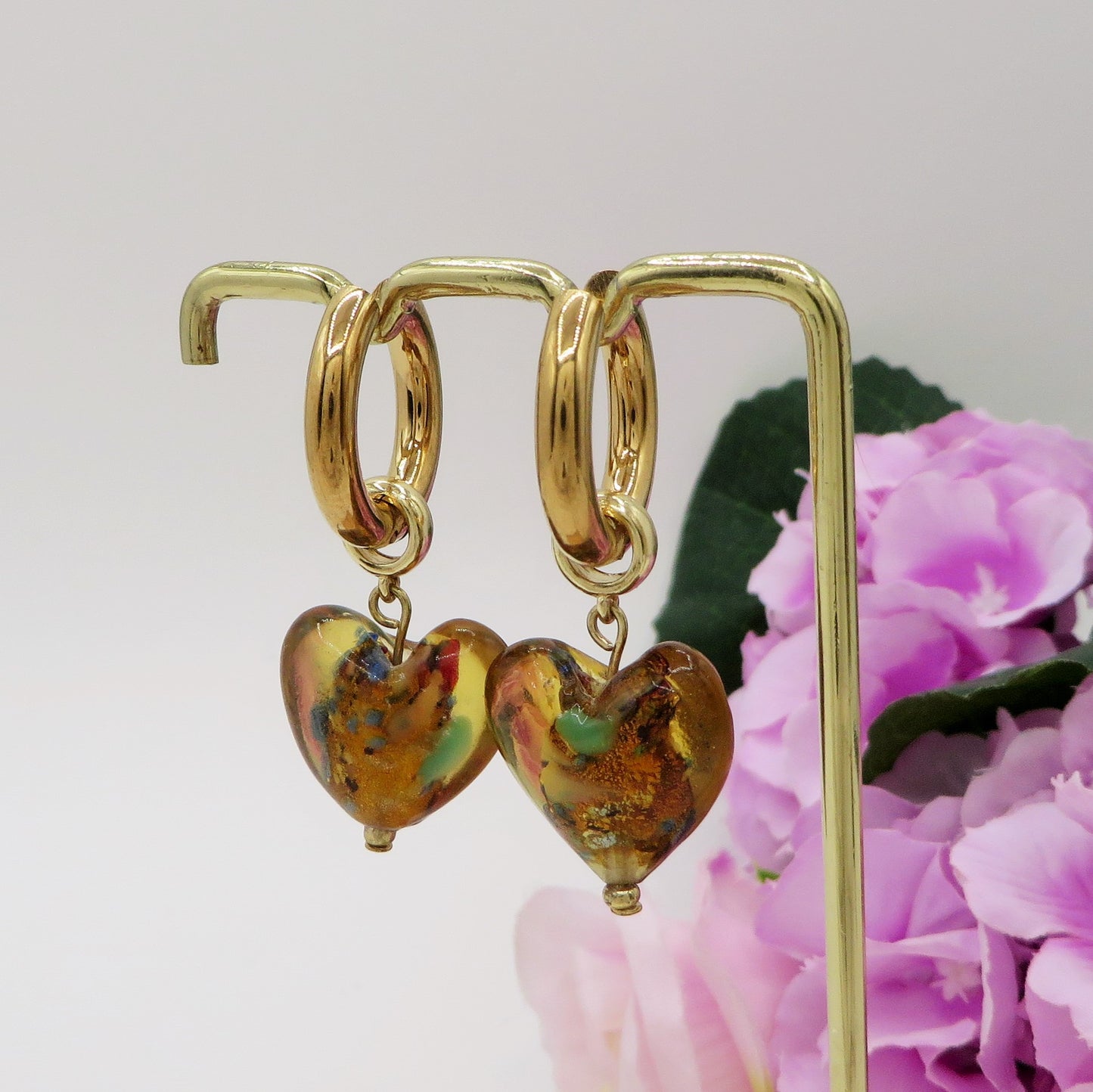 IRIS - PAIA Orecchini HOOPS cuore XL in vetro ACCIAIO INOSSIDABILE