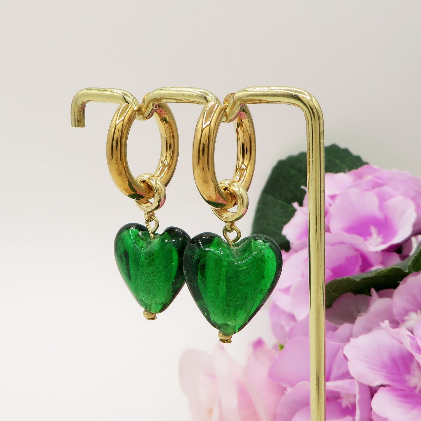 IRIS - PAIA Orecchini HOOPS cuore XL in vetro ACCIAIO INOSSIDABILE