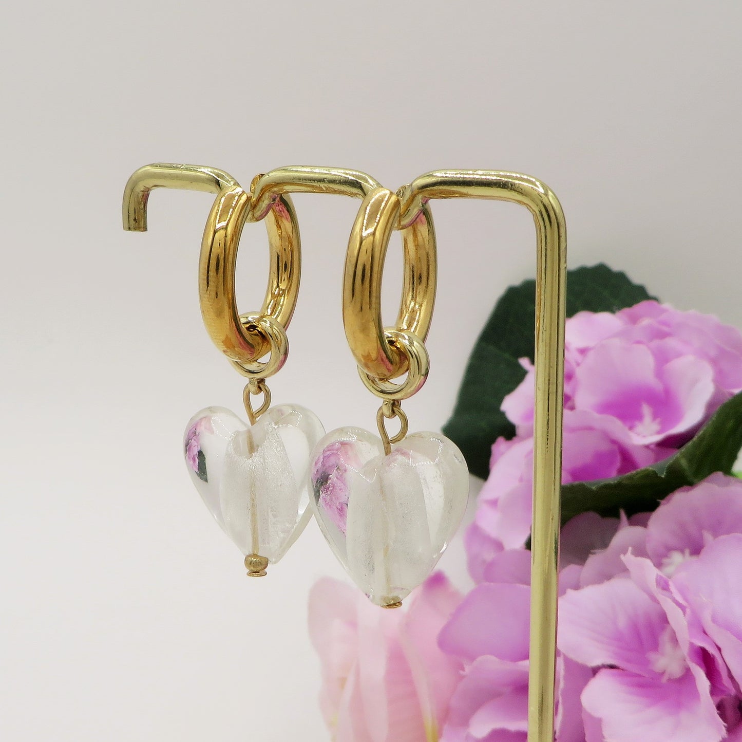 IRIS - PAIA Orecchini HOOPS cuore XL in vetro ACCIAIO INOSSIDABILE
