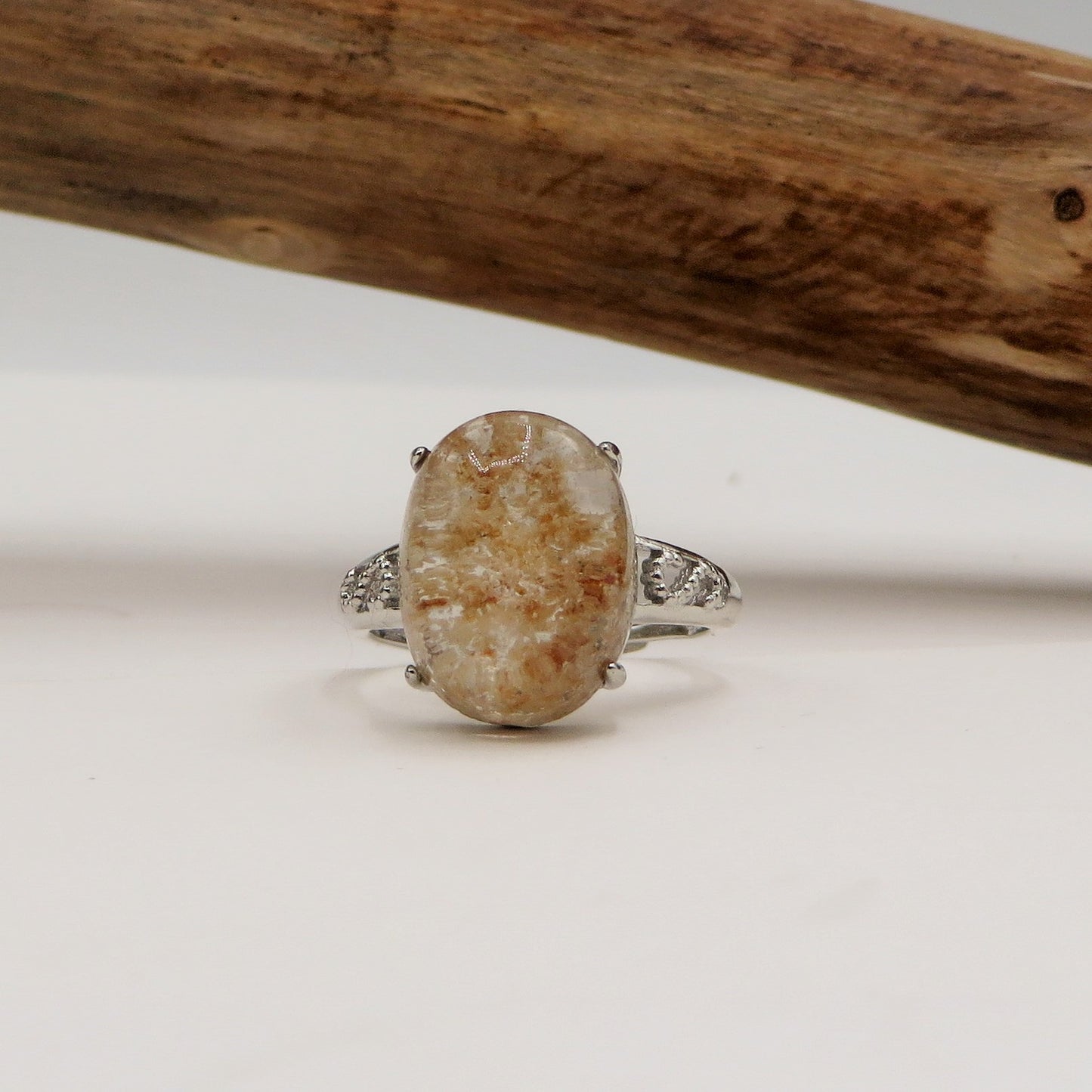 SANDAR ~ Anello regolabile in Quarzo Fantasma Phantom Quartz