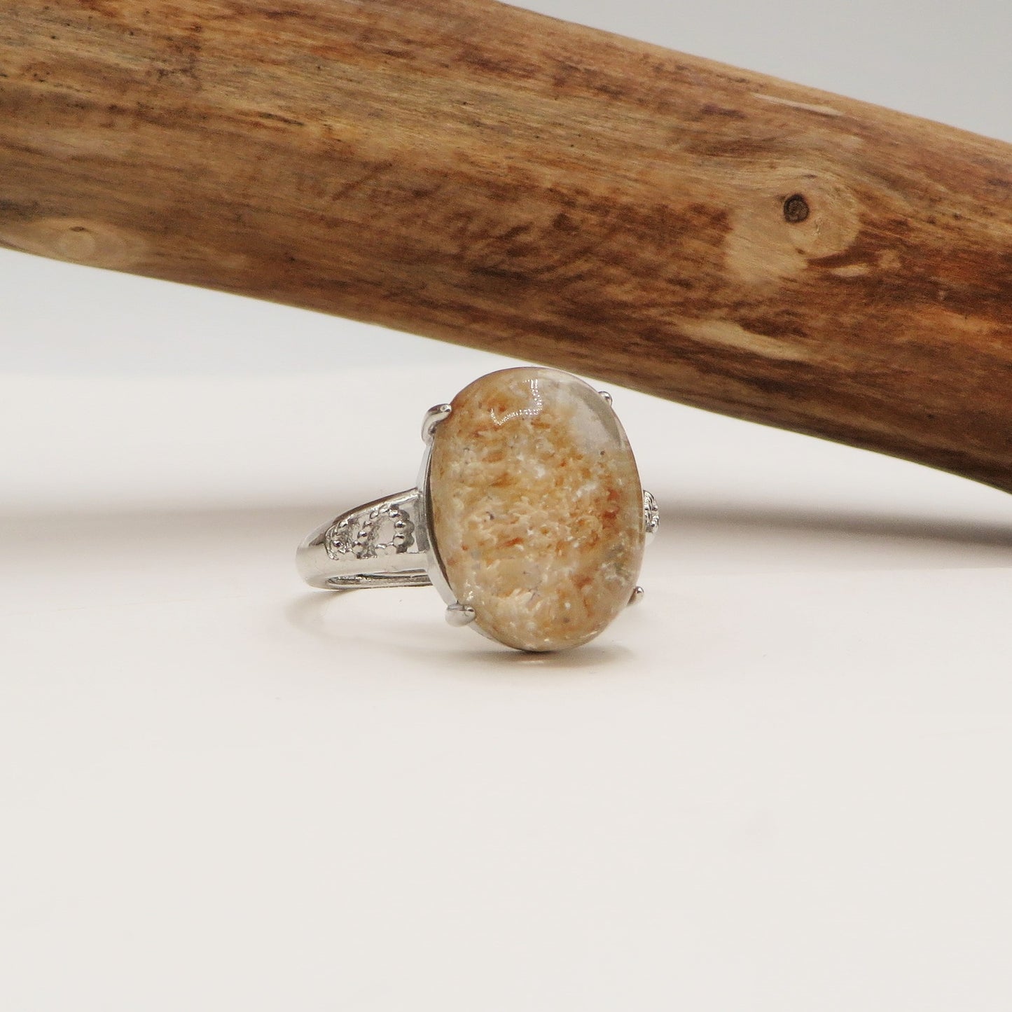 SANDAR ~ Anello regolabile in Quarzo Fantasma Phantom Quartz