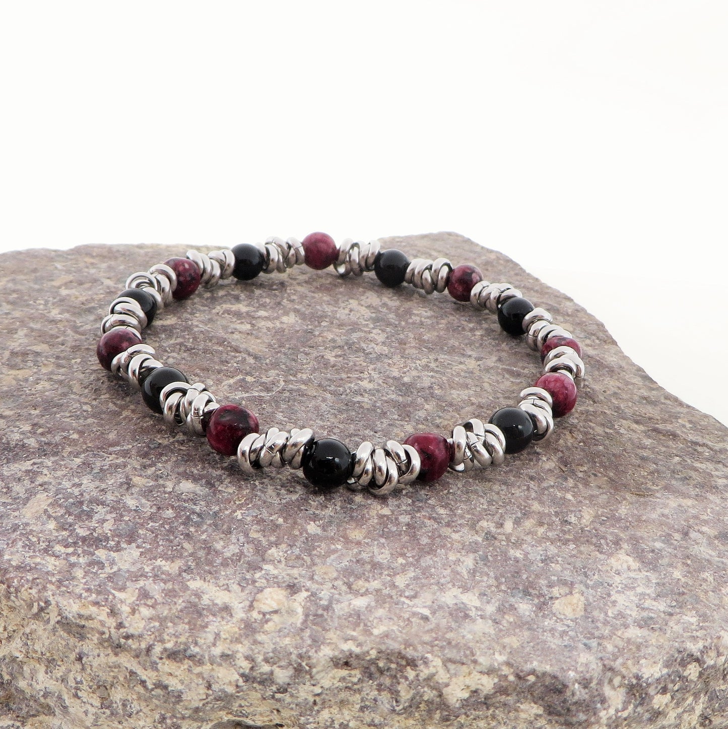 Bracciale unisex elasticizzato NODINI ACCIAIO INOSSIDABILE + perle colours