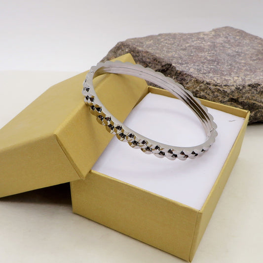 Bracciale uomo rigido ACCIAIO INOSSIDABILE effetto ghiera cronografo