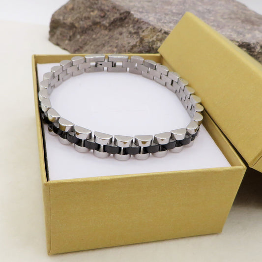 ARNOLD - BRACCIALE uomo ACCIAIO catena Bicolor maglia orologio