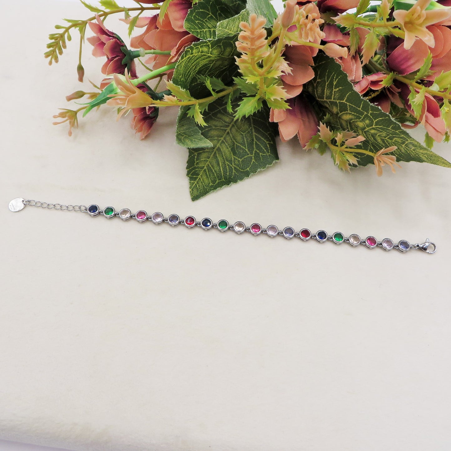 CINDY ~ ACCIAIO INOSSIDABILE - bracciale Tennis con Cubic Zirconia rotondi