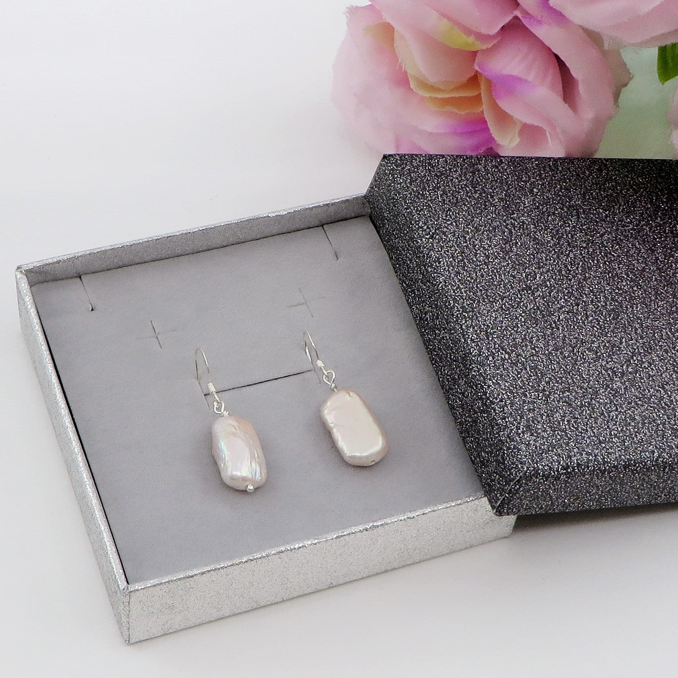 ATHENA ~ Orecchini Perle Keshi barocche naturali ARGENTO 925