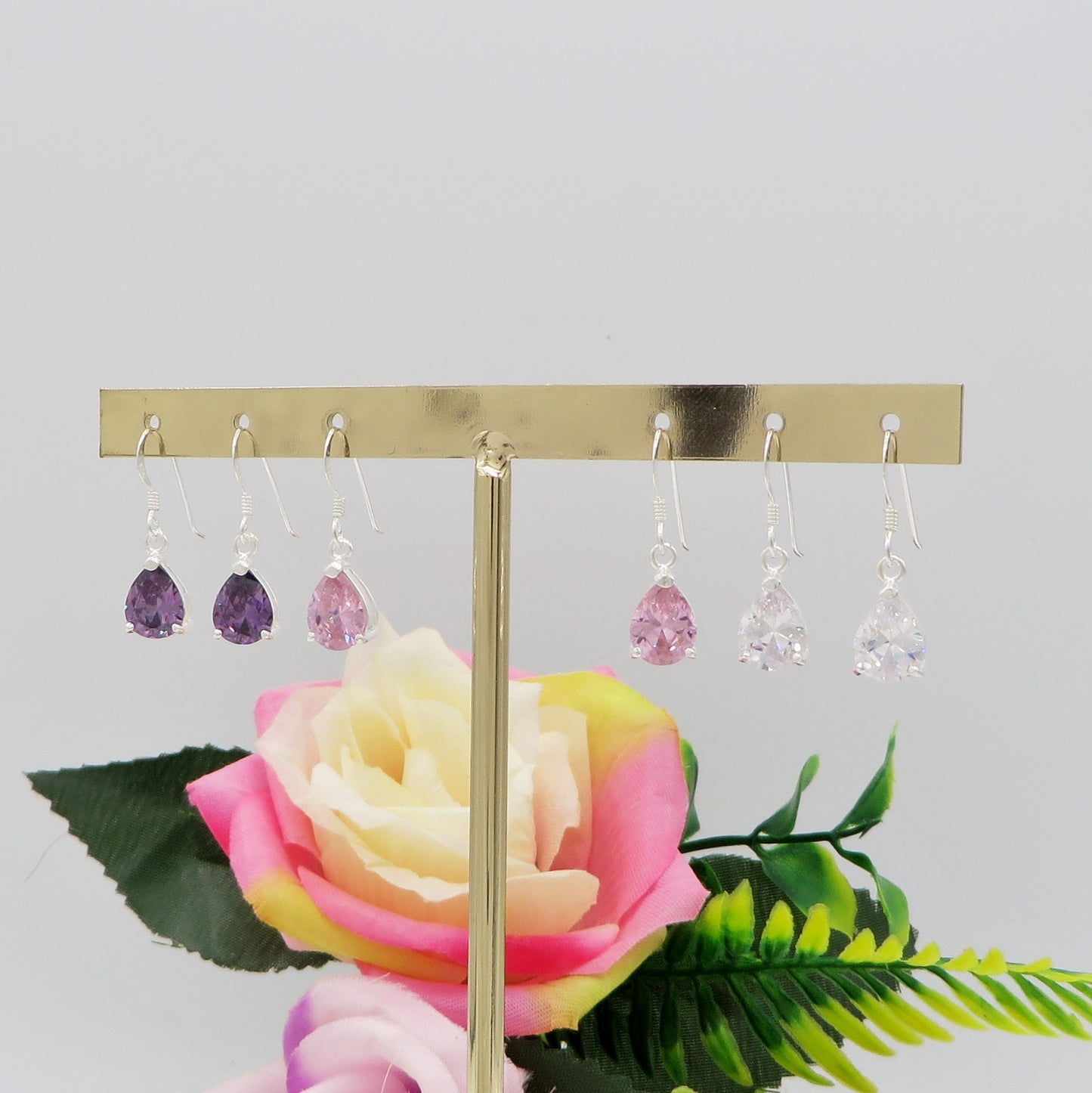 LORELEI ~ paio Orecchini goccia ARGENTO 925 monachella cubic zirconia