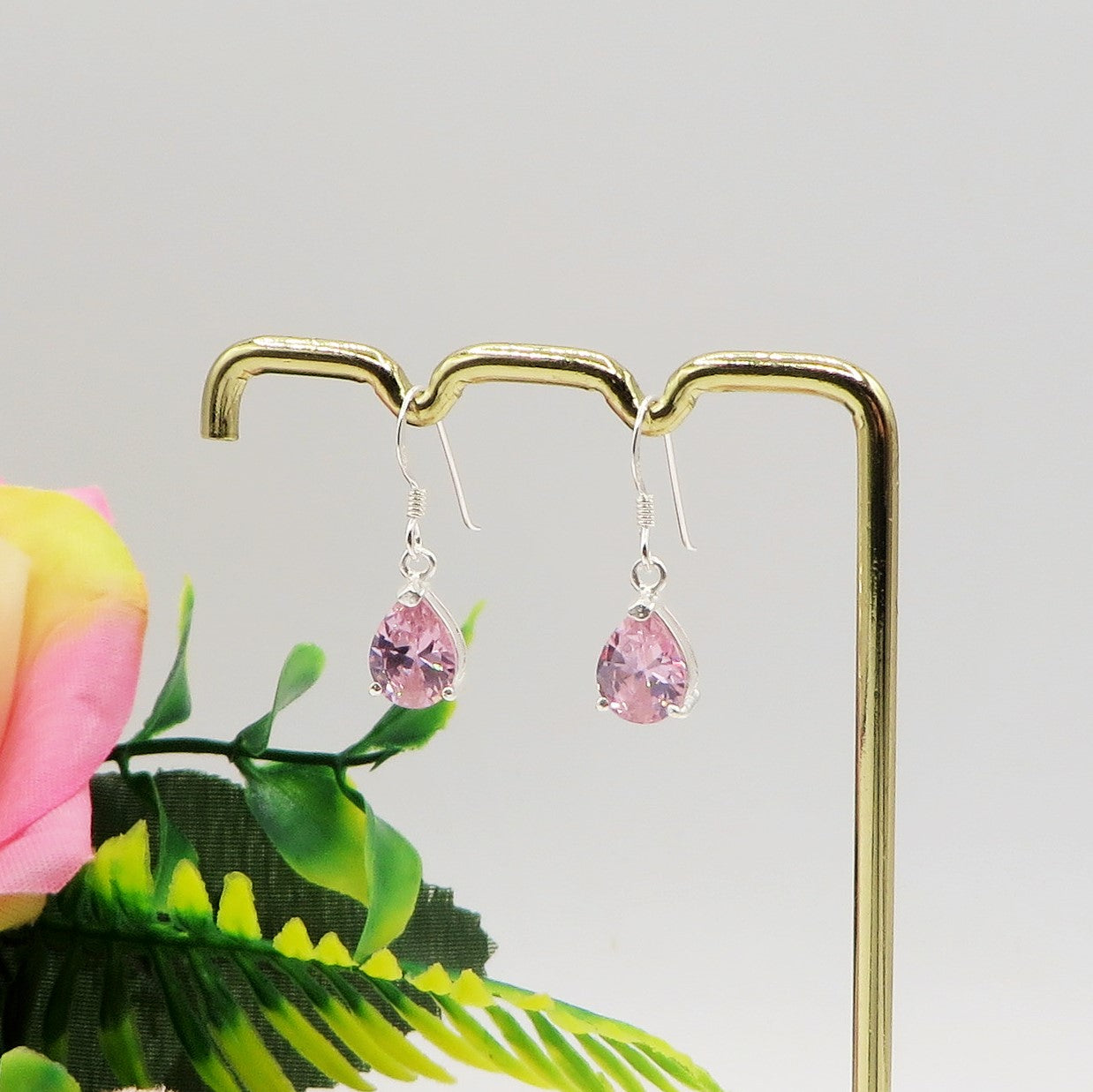 LORELEI ~ paio Orecchini goccia ARGENTO 925 monachella cubic zirconia