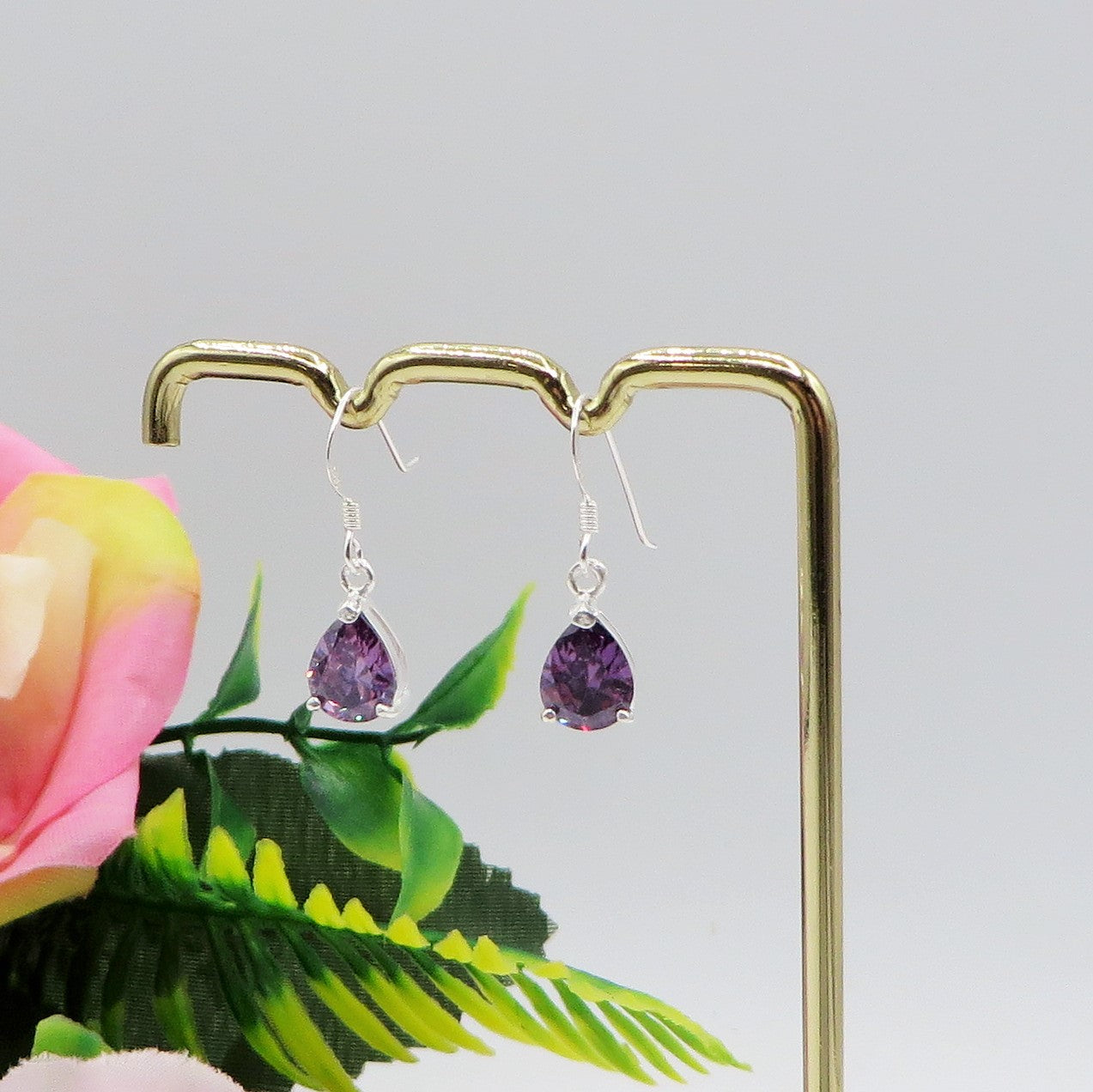 LORELEI ~ paio Orecchini goccia ARGENTO 925 monachella cubic zirconia