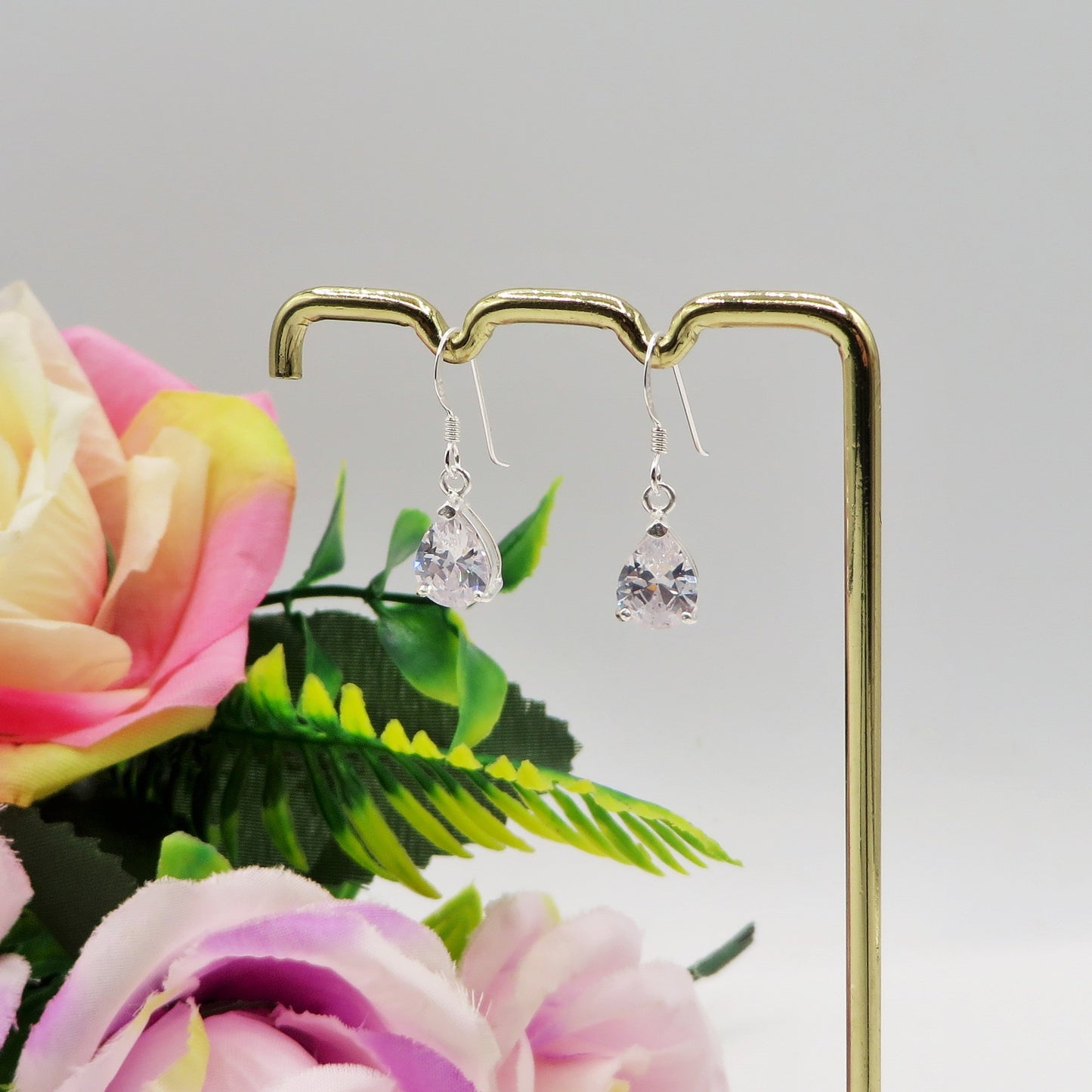LORELEI ~ paio Orecchini goccia ARGENTO 925 monachella cubic zirconia