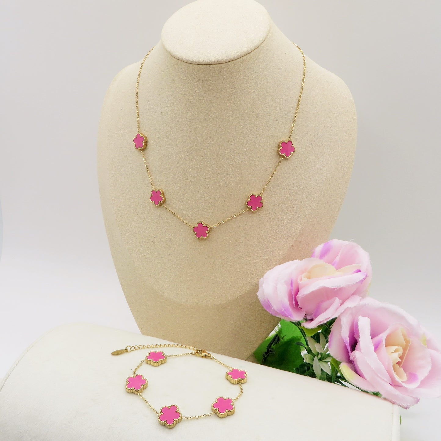 LILY big Flowers ACCIAIO INOSSIDABILE ~ Bracciale fiori in madreperla