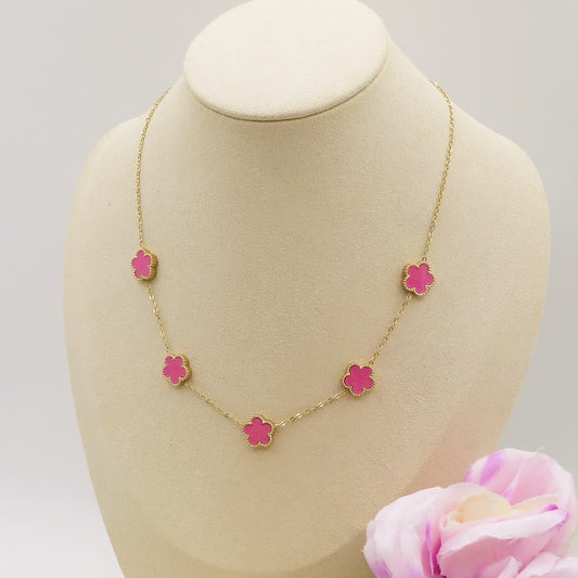 LILY big Flowers 5 fiori ACCIAIO INOSSIDABILE ~ Collana fiori in madreperla