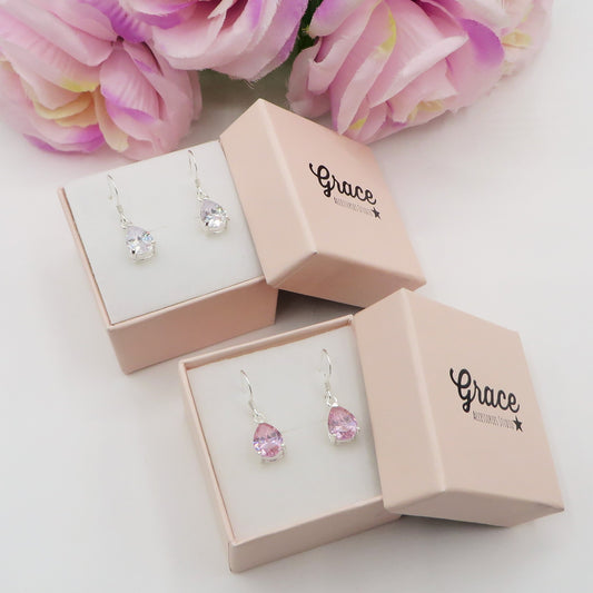 LORELEI ~ paio Orecchini goccia ARGENTO 925 monachella cubic zirconia