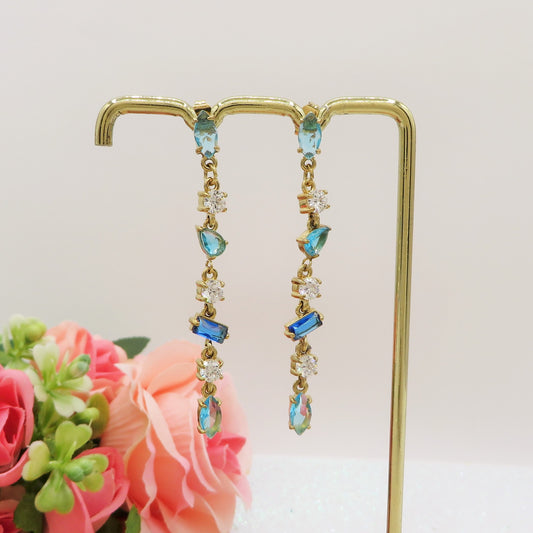 GLOWY DROP ~ paio Orecchini ACCIAIO INOSSIDABILE pendenti con pietre in cubic zirconia