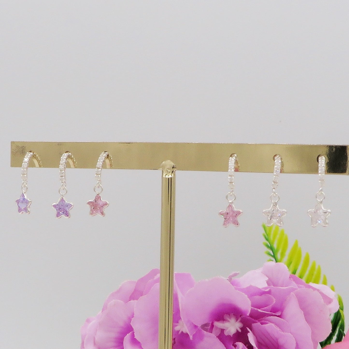 PORTIA ~ ARGENTO 925 - paio Orecchini mini pendenti stellina cubic zirconia