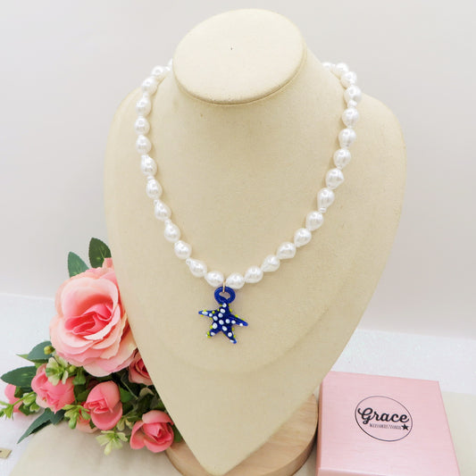 REEF BAROQUE PEARLS Collana ~ Collana con perle barocche e stella marina