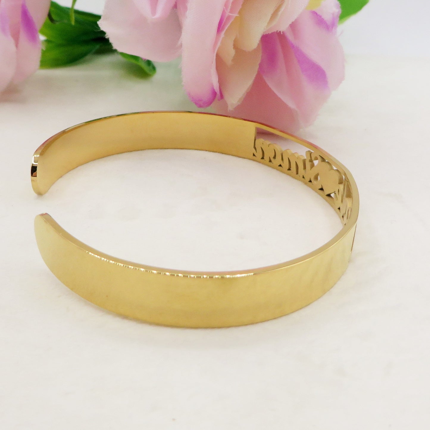 DOUBLE ♥ NAME Bracciale MANETTA Doppio NOME PERSONALIZZATO in Acciaio Inossidabile