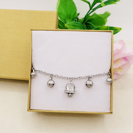 TINKERBELL CRYSTAL Heart Campanella Chiamangeli ~ Bracciale in ACCIAIO inossidabile con pendenti zirconati